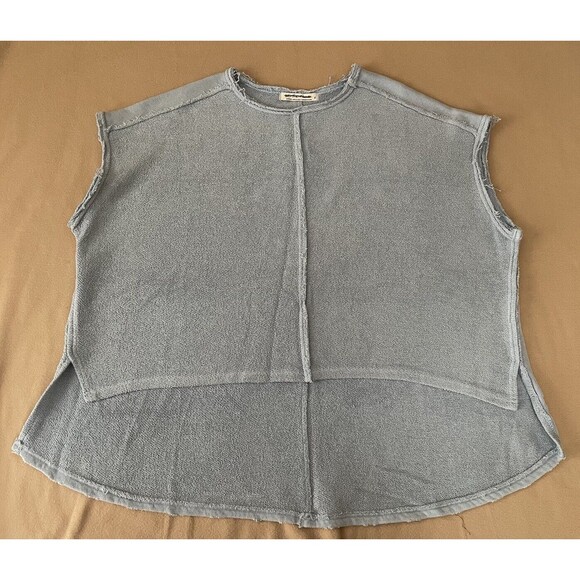 Free People WE THE FREE Blue Terry Cloth Drop Tail Muscle Tank, Medium NWOT - Picture 1 of 11